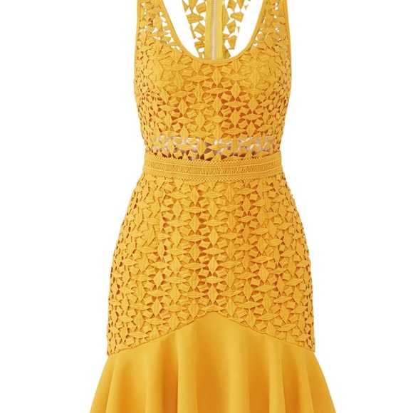 Stylestalker Yellow Backless Lace Dress - Picture 1 of 8